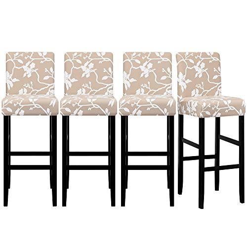 Image of Jacquard Bar Chair Stool Cover,4PCS Stretch Chair Slipcover Pattern for Short Swivel Dining Chair Counter Height Side Chairs Bar Stool Covers with Backs Barstool Covers Slipcovers Pub Chair Slipcover