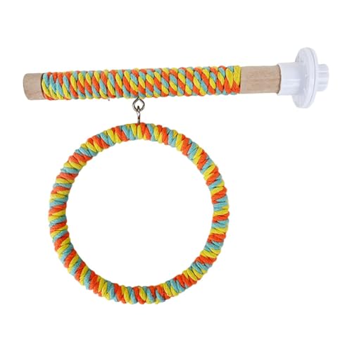FytStycale Columpio para Aves con Base de Madera, Hamaca, área de Juegos, Accesorio para Pájaros, Varilla Vertical, Juguete, Naranja Amarilla