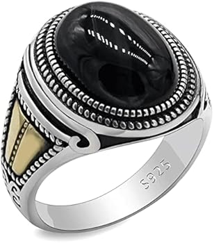 BONLAVIEGEM - Anillo De ónix Negro De Plata De Ley 925 Para Hombre, De Corte Cuadrado De 11 Mm, Con Patrón Celta Para Papá, Talla 7-12, Turquesa