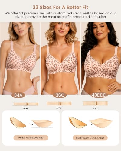 Image of As Fairy Wireless Bras for Women Full Coverage Seamless Comfort T-Shirt Bra