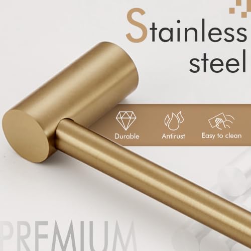 Image of KOKOSIRI Towel Bar Champagne Bronze 32'' Bath Towel Rack Holders Single Rail for Bathroom Wall Mounted Stainless Steel Bathroom Hardware, B4007CPG-L32