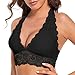 SHEKINI Neckholder BH Bralette Damen Spitze Blumen Bustier Crop Top Triangel BH ohne Bügel Abnehmbare Gepolstert BH Tiefer Ausschnitt Corset Top Sexy Unterwäsche(Schwarz,L)