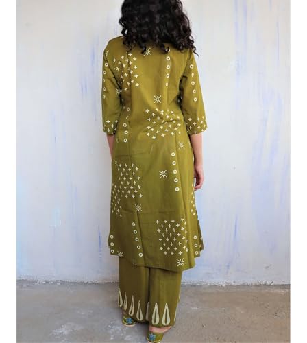 Image of GoSriKi Women Kurta Set | Rayon Viscose Printed A Line Kurta with Pant | Ethnic Wear for Women | Indian Casual Office Daily Summer Outfit