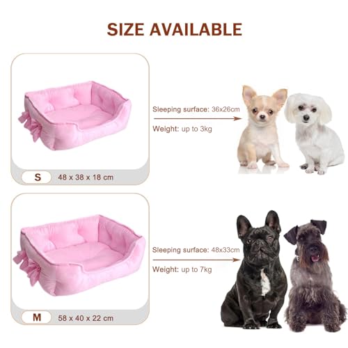 pawstrip Pink Princess Hundebett für kleine Hunde Welpen, weiches Anti-Rutsch-Katzenbett für Kätzchen, waschbar, atmungsaktiv, Haustiersofa (Rosa, S)