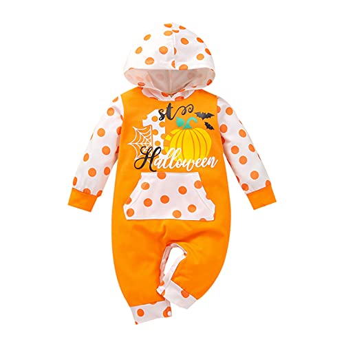 Girl Outfits Halloween Jumpsuit Hoodie Romper Printed Infant Girls Letter Baby Boys Girls Baby (White, 12-18 Months) #TOP11