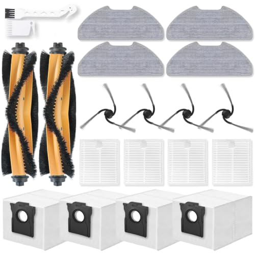 D20 Air Plus Ersatz-Zubehör-Set, kompatibel mit Dreame D20 Air Plus Roboter-Staubsauger, 2 Hauptbürsten, 4 HEPA-Filter, 4 Wischpads, 4 Seitenbürsten, 4 Staubbeutel