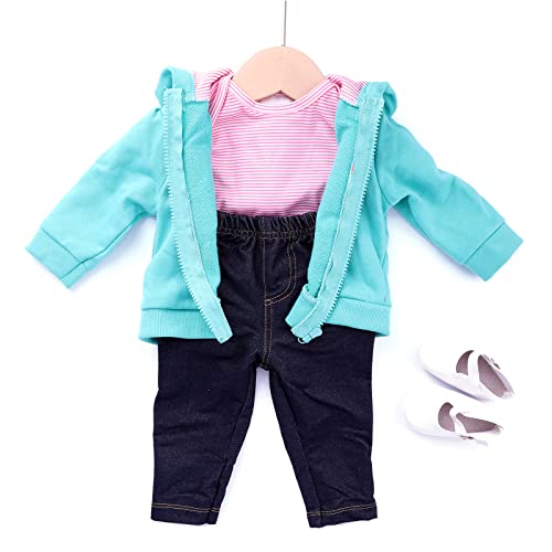 ZIYIUI Reborn Baby Doll Clothes Toys Dress Kids Simulation Doll Lovely Romper White Clothes Decor Accessories for 20-22inch Dolls (Light green) - Image 3