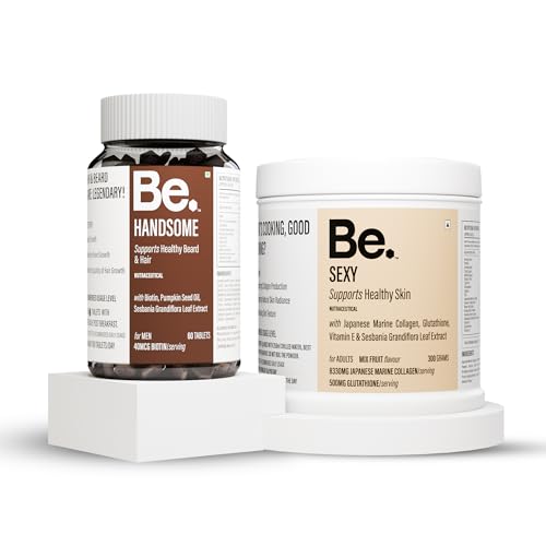 Image of Be Fierce Combo for Him | Collagen & Biotin Supplement Bundle | Supports Radiant Skin, Hair & Beard Growth, Vitality | Marine Collagen Powder + Biotin Tablets with Natural Extracts (60 Caps + 300g)