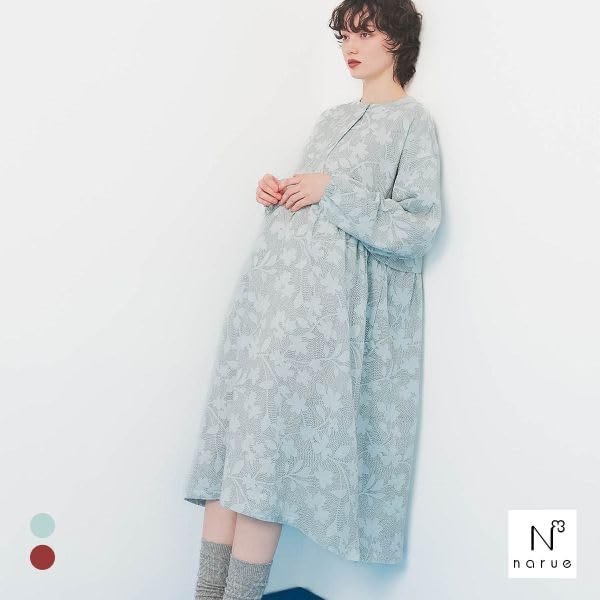 [ナルエー] パジャマ シュークリームガーセRフラワーステッチワンピース ワンピース ルームウェア レディース