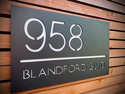 Led House Numbers Sign, Waterproof Solar Address Signs For Yard, Solar Powered Led Illuminated Address Plaques For Houses & Home (11.8 X 5.9 Inches, Matt Light Grey) #TOP5