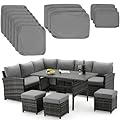 U-MAX Patio Cushion Replacement Covers for Outdoor Furniture, Outoor Cushion Cover Fits 7-Seats Sectional Rattan Conversation Set, Splashproof, Grey, 13 Piece Sets(Only Cover)