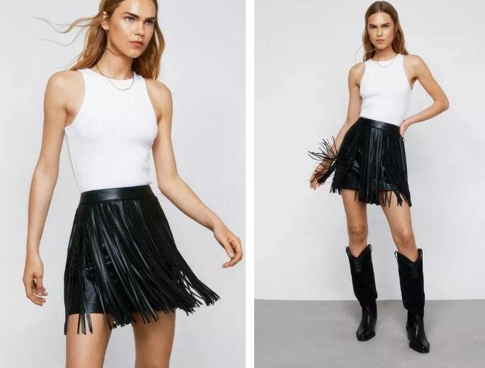 Frangia In Ecopelle Doppia Faccia - 1 Metro Per Gonne, Borse E Costumi Fai Da Te - Foto 5