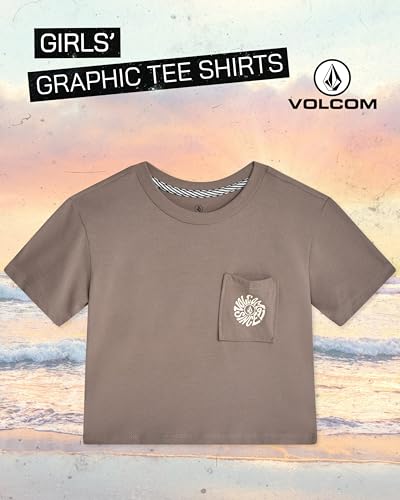Image of Volcom Girls Shirts - Casual Crewneck Short Sleeve Graphic Tee Trendy Tops - Breathable Girls Summer Clothes