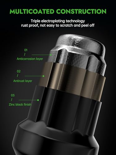 Image of AUTOPTIM 7 /16-20 Spline Lug Nuts - 20 Pcs Black Closed End Nuts with Socket | Replacement for 1964-1983 Chevy Malibu, 1967-1981 Camaro, 1969-1972 Blazer, 1958-1970 Impala, 6 Point Aftermarket Wheel Nuts