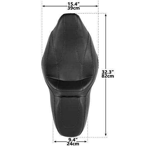 One Piece 2-Up Motorcycle Driver Passenger Leather Seat For Harley Davidson Touring Road King Street Glide Electra Glide Road Glide 2009-2023