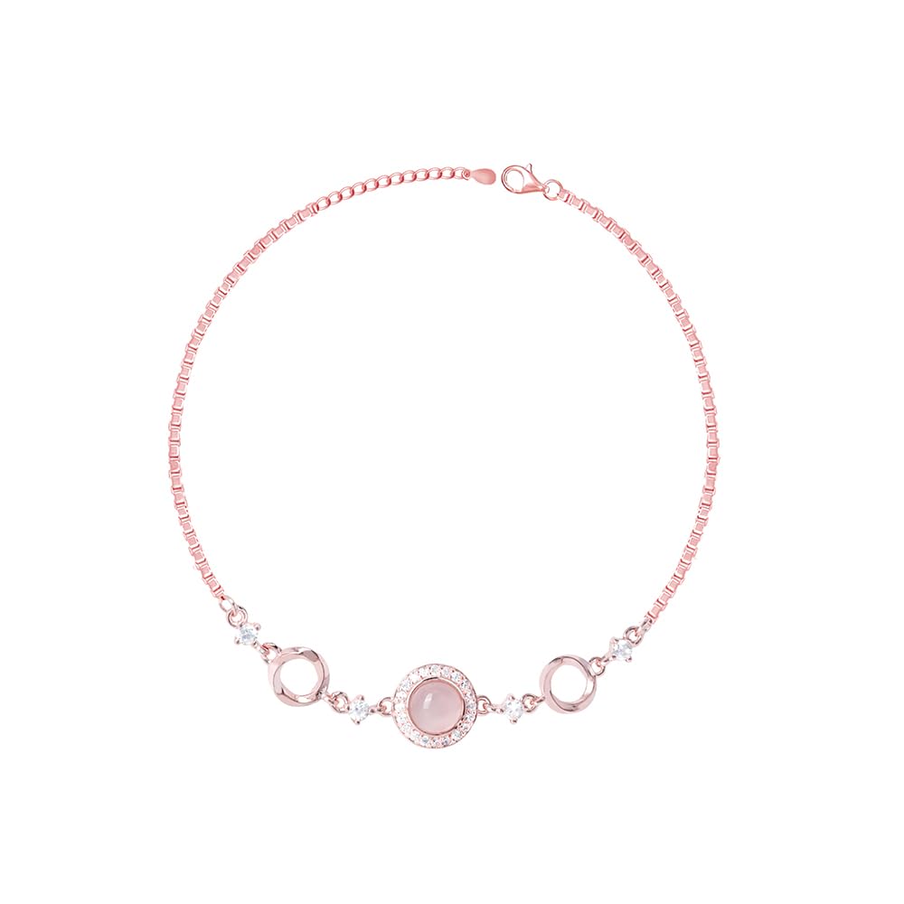 925 Silver Round Dual Circular Anklet | Rose Gold Finish with CZ Accents | Adjustable Fit | Stylish & Comfortable | Anti-Tarnish & Hypoallergenic-image-18