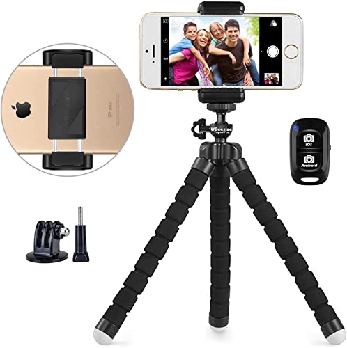 UBeesize Handy Stativ, Stativ für Smartphone und Kamera rutschfest Leicht Mini Stativ mit Bluetooth Fernbedienung für Reisen, Camping, Selfie Cover