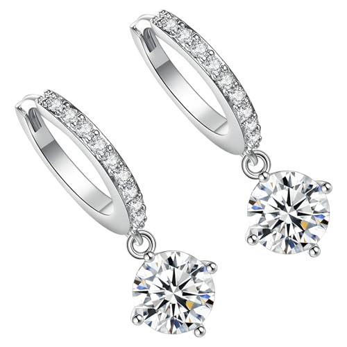 Anneaux plaqués et boucles d'oreilles pendantes en zircon, bijoux d'oreille blancs