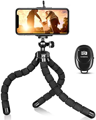 Phone Tripod Mini Flexible Adjustable Cell Phone Tripod Stand Holder with Remote and Universal Clip for iPhone 14 13 12 Pro Max 11 Mini 10 XR X Android Camera Tripod Stand Video Recording