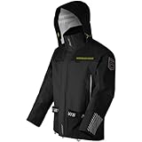 NAVIS MARINE Men‘s Wading Jacket-Waterproof Breathable 4-Layer Rain Jacket for Riding and Hiking(Black,Large)