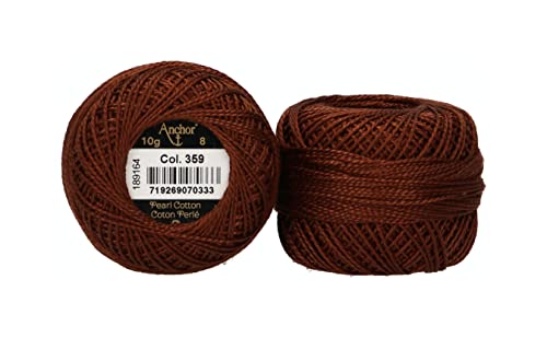 Anchor 4591008-00359 Embroidery Thread, 100% Cotton, Brown, Thickness 8, 82 m, 16 g, Stärke 8, 82m