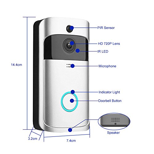 VOOCHIE WiFi Inteligente Sem Fio Segurança DoorBell Inteligente HD 720 P Visual Intercom Gravação de