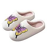 LNERIP Womens Mens Butterfly Slippers Animal Slippers kawaii Plush Fluffy Memory Foam Embroidery Print House Shoes Bedroom Livingroom Garden Indoor Outdoor Colour Butterfly Prince Shoes 41-42