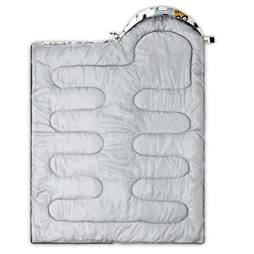 Saco de dormir para niños con diseño de camión, ligero, cálido y portátil para camping y excursiones, resistente al agua y al frío miniatura 4