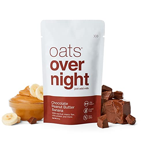 Oats Overnight - Chocolate Peanut Butter Banana - 22G Protein, High Fiber Breakfast Shake - Gluten Free, Non Gmo Oatmeal (2.7 Oz Per Meal) (24 Pack) #TOP5