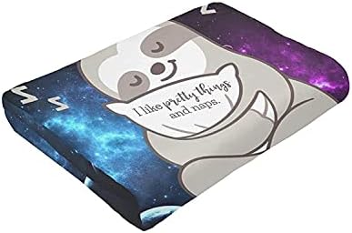 Sloth Blanket Cute Space Sloth Printed Throw Blanket for Kids Adults Super Soft Warm Cozy Lightweight Plush Flannel Fleece Blankets for Couch Bed Sofa Living Room Suitable for All Seasons 50"X40"