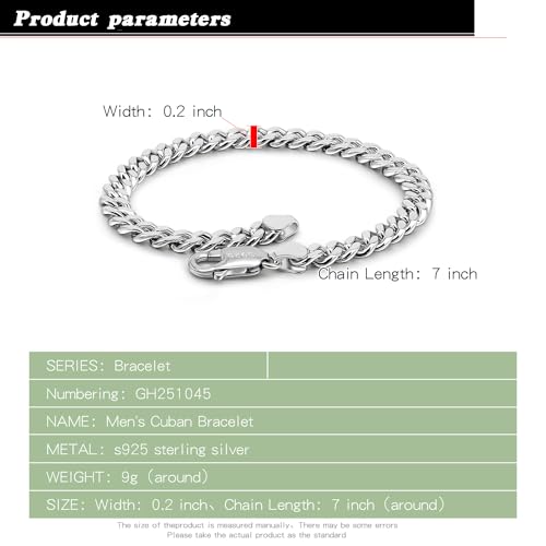 Italian Sterling Silver Cuban Link Chain Bracelet Men 3MM 4MM 5MM 6.3 "6.7" 7 "7.5" 8 "8.5" 9 "Solid 925 Silver Bangle For Woman Cuff Jewelry Gift3