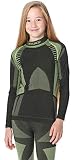 Ladeheid Kinder Mädchen Jungen Thermoaktives Langarm Shirt LASS0008 (Schwarz/Grün, 134-140)
