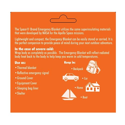 Grabber Space Brand Emergency Blanket - Orange/Silver - Waterproof and Windproof Fi - Image 3