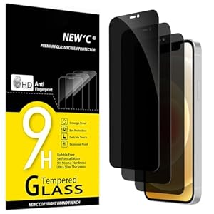 NEW'C 3 Stück, Sichtschutz für iPhone 12,iPhone 12 Pro für Panzerglas (6,1 Zoll) für Panzerglas, Verbesserter 28-Grad-schutzwinkel, Ultra-Haltbare 9H Härte, Blasenfrei