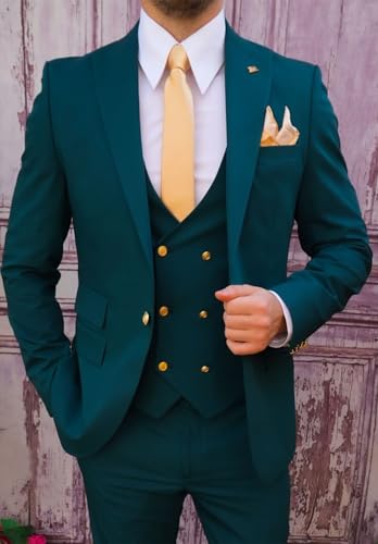 Men's 3 Piece Set Slim Fit Double Breasted Suits for Men Classic Business Formal Wedding Dinner Tuxedo2