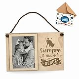 ayurvana Marco de Fotos Personalizado en Madera - Regalo Único para Madre, Abuela, Amor o Amistad - Decoración de Pared con Cuerda de Yute y Postal de Felicitación - 24x16 cm (PAPAHEROE)