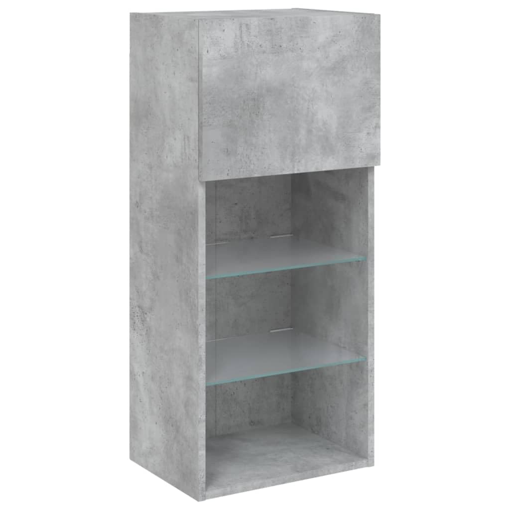 vidaXL Mueble para TV con Luces LED, Soporte Flotante con Almacenaje, Armario Consola de Pared, Mueble Multimedia de Salón Dormitorio, Gris Hormigón