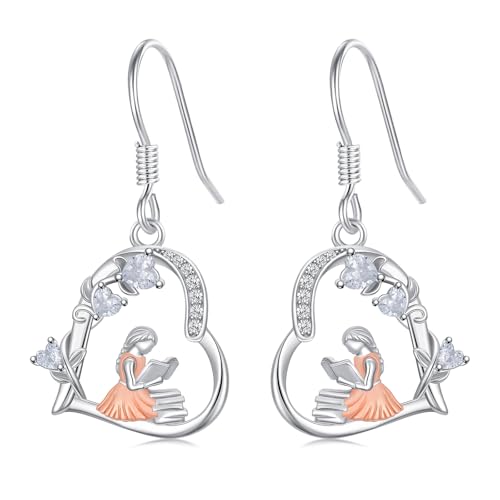 KoyeKei Book Lovers Gift Earrings for Women 925 Sterling Silver...