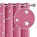 Produktbild Deconovo Sterne Vorhang Lichtdicht Ösengardine Verdunkelungsvorhang Kinderzimmer Mädchen 138x117 cm Rosa 2er Set