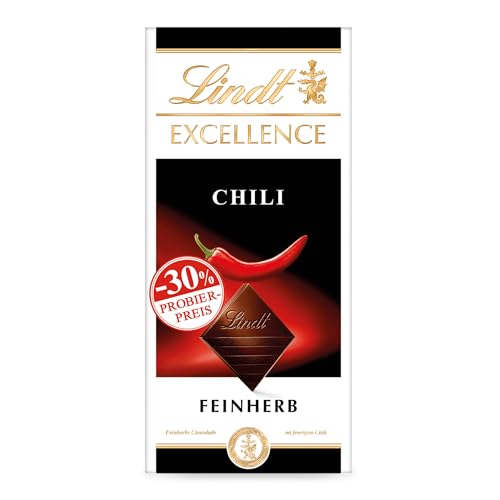 Lindt Schokolade EXCELLENCE Tafel Chili, Promotion | 100g | Feinherbe Schokolade mit Chili-Extrakt | Schokoladentafel | Schokoladengeschenk