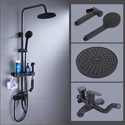 Système de douche noir résolvant les problèmes de faible pression avec sa pomme de douche 3 voies