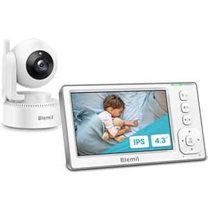 Blemil Baby Monitor Écran de 4,3 Pouces avec Batterie de 29 Heures panoramique Zoom vidéo Baby Monitor avec Un Appareil Photo et Audio Eco bidirectionnel Parler sans WiFi
