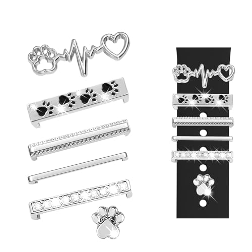 6 Stück Watch Armband Charms Kompatibel mit Apple Watch,Metall Smartwatch Armbänder Glitzernden Schmuck Zubehör,für iwatch-Series 10 9 8 7 6 5 4 3 2 38mm 40mm 41mm 42mm 44mm 45mm 46mm Uhrenarmband