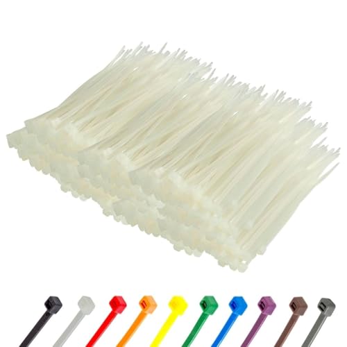 Image of GTSE 6 inch White /Clear Zip Ties, 1,000 Bulk Pack, 40lb Strength, UV Resistant Strong Nylon Cable Ties, Self-Locking 6 Inch Tie Wraps