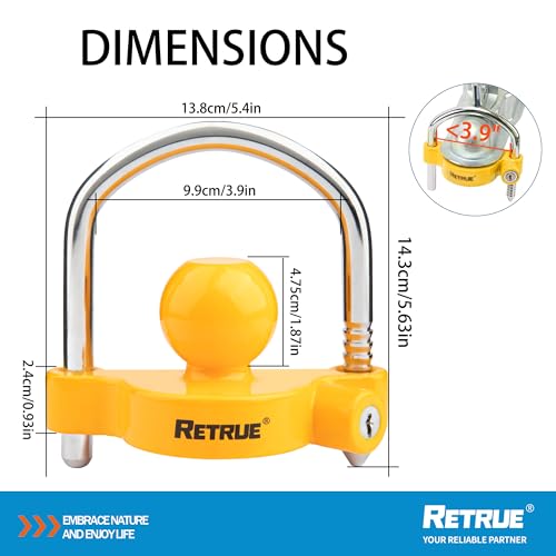 Retrue RTL002 Universal Coupler Lock Trailer Locks Ball Hitch Trailer Hitch Lock Adjustable Security Heavy-Duty Steel Fits 1-7/8 Inch thumb #1