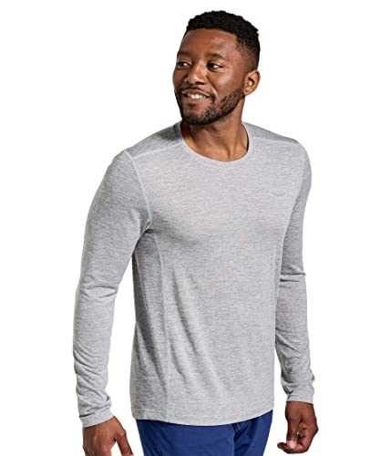 Saucony Men's Stopwatch Long Sleeve Light Grey Heather XL