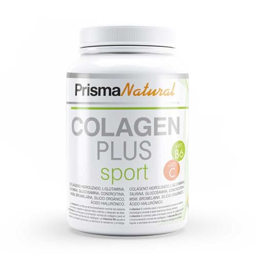 Prisma Natural   Colageno Plus Sport   complemento alimenticio para adultos y deportistas, energía, flexibilidad articular y musculo. Vitaminas, proteinas y aminoacidos. Sabor naranja. 300gr