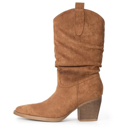 Alpine Swiss Kayla Womens Western Slouch Boots Mid Calf Block Heel Cowboy Booties2