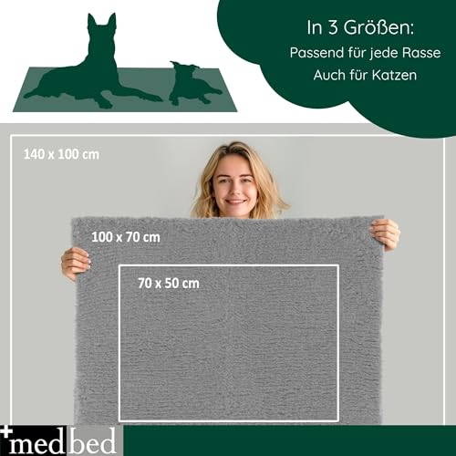 Medbed Standard Hundedecke – Medizinische Liegeunterlage für Hunde | Feuchtigkeitsdurchlässig, Gelenkschonend & Antiallergen | Waschbar bis 95 °C (70 x 100 cm, Grau)
