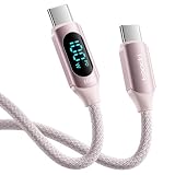 toocki usb c ケーブル 1M 100W LEDディスプレイ付き タイプC PD/QC 急速充電 typec ナイロン編み 480Mbpsデータ転送 iPhone 17/iPhone 16/iPhone 15/Plus、MacBook Air/Pro、Galaxy、SwitchなどUSB-Cデバイスに対応【ピンク】